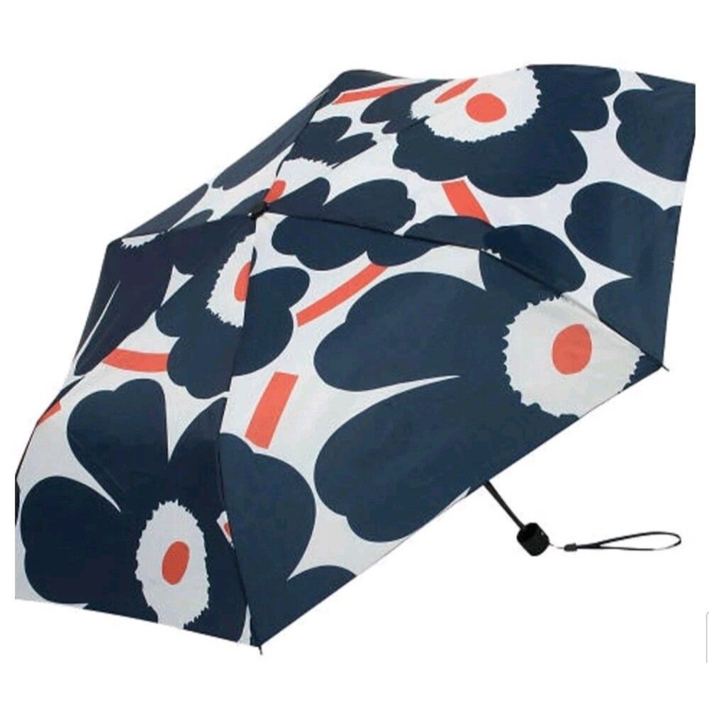 Marimekko Umbrella Mini Manual Unikko Folding Black Floral Umbrella